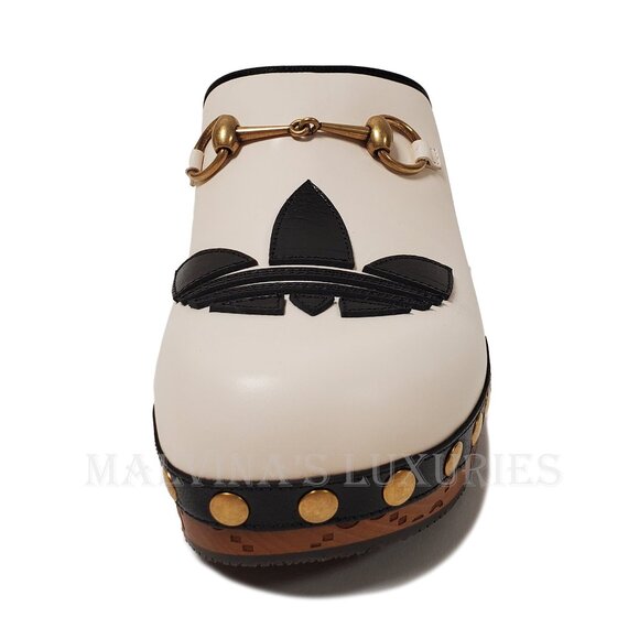 GUCCI SHOES ADIDAS X TREFOIL LEATHER HORSEBIT CLOG MULES sz 39 9 - Picture 10 of 16